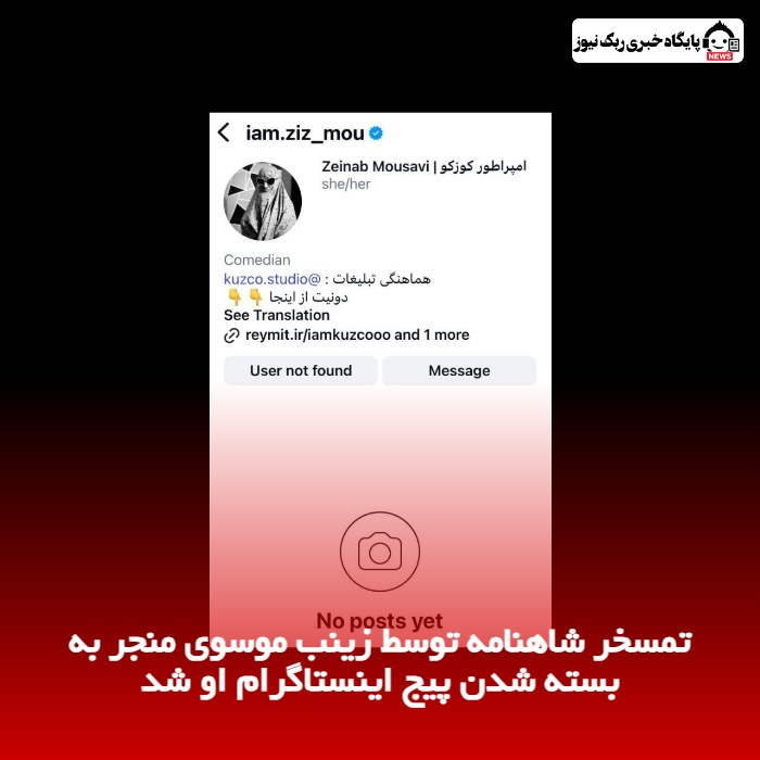 تمسخر شاهنامه توسط زینب موسوی منجر به بسته شدن پیج اینستاگرام او شد